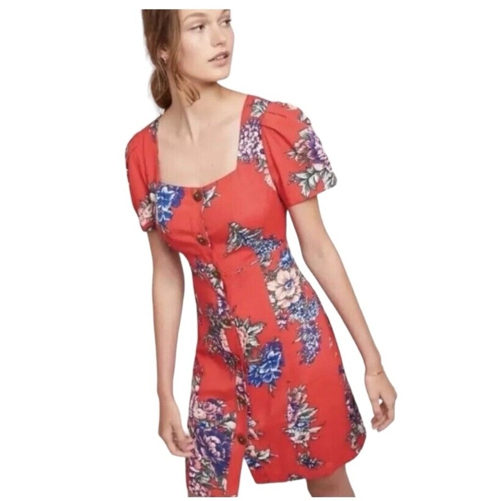 Anthropologie Maeve Caldwell Buttondown‎ Floral Dress 0